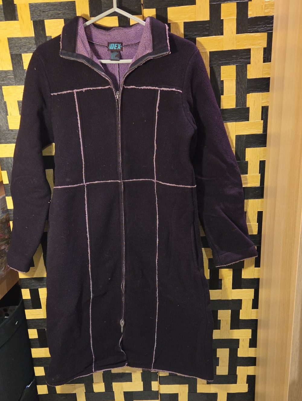 Dex Deep Purple Zip-Front Trench Coat with Lilac Contrast Stitching